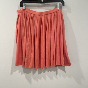Halogen Coral Heathered Pleated Circle Skirt Stretch Waist Size XL